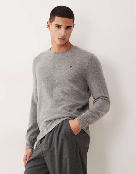 Polo Ralph Lauren - Pull en laine à logo emblématique - Gris chiné - view 1