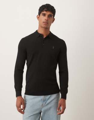Polo Ralph Lauren - Pull en laine mérinos avec col polo et logo emblématique - Noir