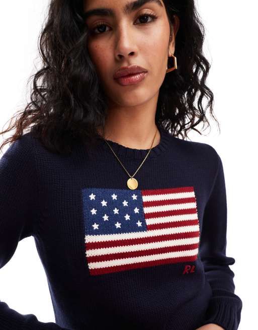 Polo Ralph Lauren - Pull en maille à logo drapeau - Bleu marine, 3 de 5