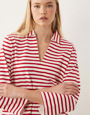 Polo - Pull en maille à rayures - Rouge XS