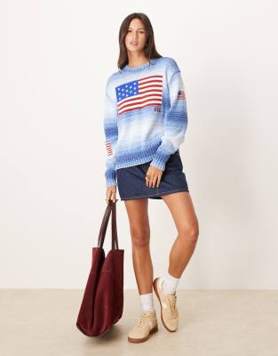 Polo Ralph Lauren - Pull en maille avec logo drapeau - Bleu
