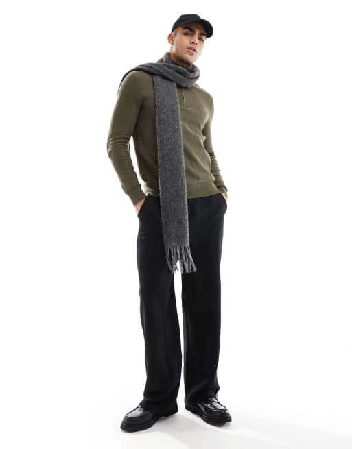 Polo Ralph Lauren - Pull en maille de coton texturé avec col zippé et logo - Vert moyen chiné