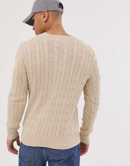 Polo Ralph Lauren - Pull en maille torsadée avec logo joueur de polo - Beige, 2 de 4