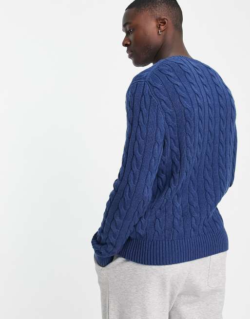 Polo Ralph Lauren - Pull en maille torsadée de coton avec logo emblématique - Bleu marine, 4 de 4