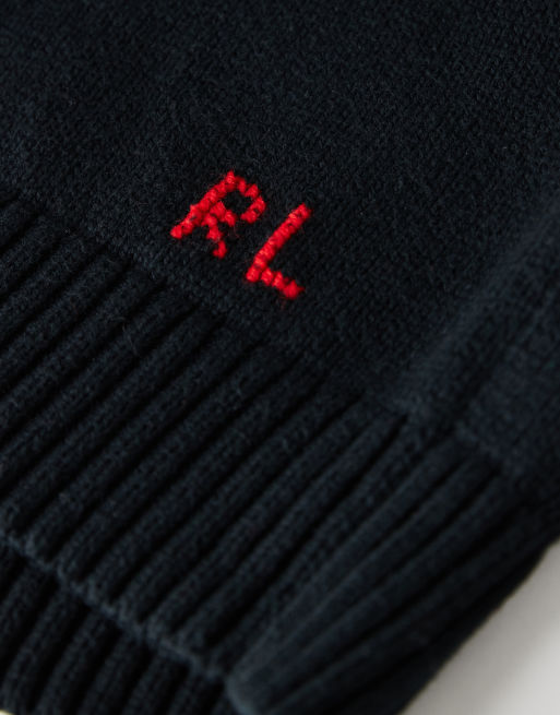 Polo Ralph Lauren - Pull unisexe en coton mélangé avec motif ours - Noir, 4 de 4