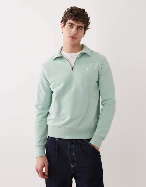 Polo Ralph Lauren – Pullover aus Baumwollstrick in Grün mit Markenlogo und kurzem Reißverschluss - view 1