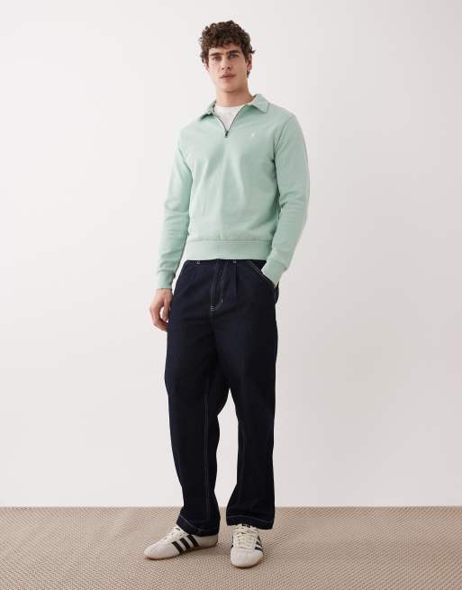 Polo Ralph Lauren – Pullover aus Baumwollstrick in Grün mit Markenlogo und kurzem Reißverschluss, 2 von 5