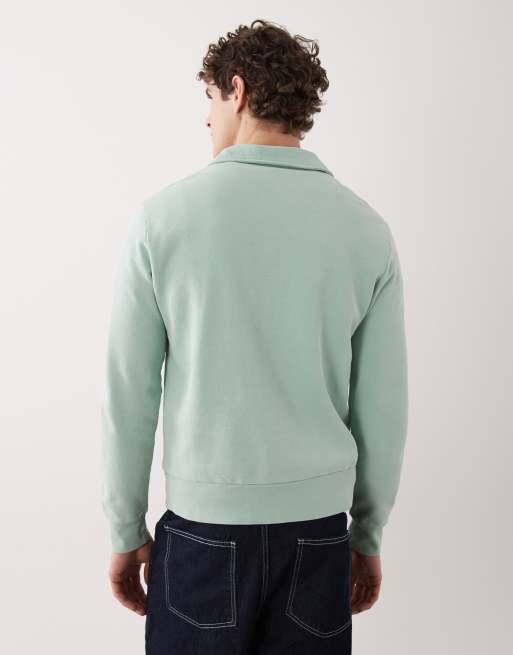 Polo Ralph Lauren – Pullover aus Baumwollstrick in Grün mit Markenlogo und kurzem Reißverschluss, 3 von 5