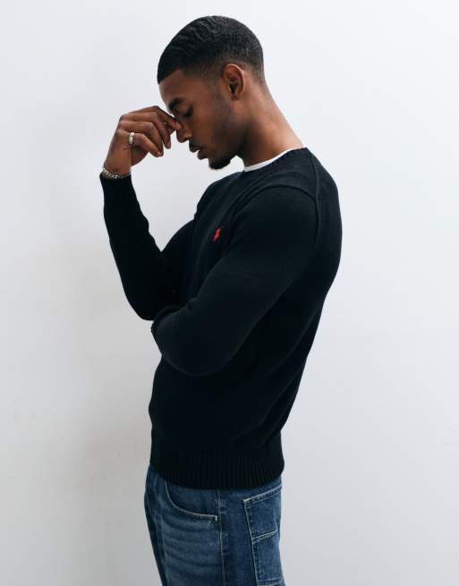 Polo Ralph Lauren Pullover aus schwerem Baumwollstrick mit Icon-Logo in Schwarz, 4 von 5