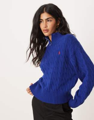 Polo Ralph Lauren - Pullover in Königsblau mit halblangem Reißverschluss