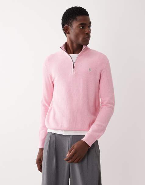 Polo Ralph Lauren – Pullover in Rosa mit Pony-Logo und kurzem Reißverschluss - view 1