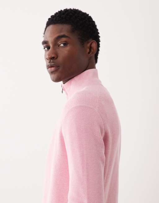Polo Ralph Lauren – Pullover in Rosa mit Pony-Logo und kurzem Reißverschluss, 4 von 5
