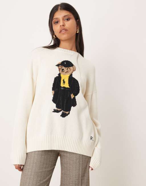 Polo Ralph Lauren – Pullover in Schwarz mit Polo Bear im Feiertags-Look