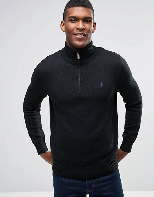 Polo Ralph Lauren – Pullover mit halbem Reißverschluss in Schwarz | ASOS