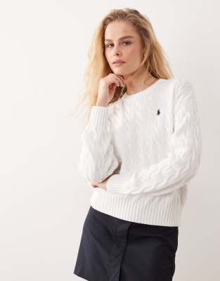 Polo Ralph Lauren - Pullover mit Zopfstrickmuster aus Baumwolle in Weiß