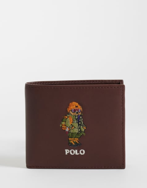 Polo Ralph Lauren pung i læder med bjørneprint i brun - view 1