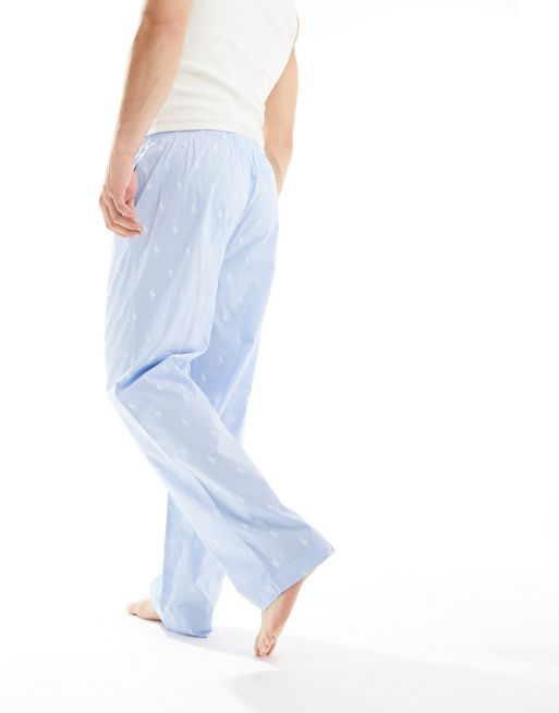 POLO RALPH LAUREN Pajama pants in light blue/ blue