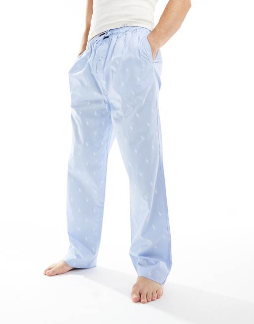 Polo Ralph Lauren pyjama pants with all over logo in light blue, 4 of 5