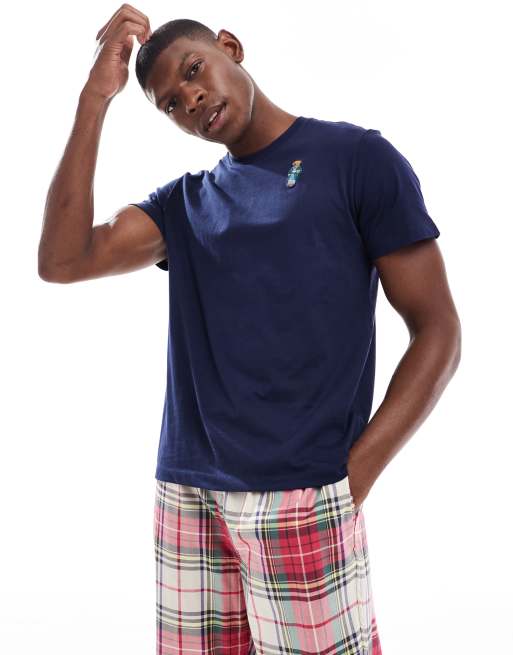 Polo Ralph Lauren pyjama set with logo in navy and red plaid, 2 of 3