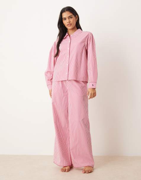 Polo Ralph Lauren Pyjama set with wip stitch in college pink x white cloud - view 1