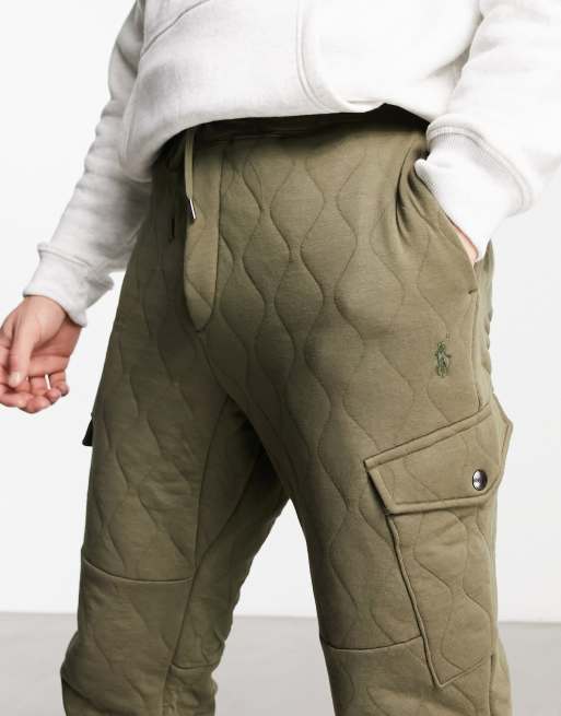 Polo Ralph Lauren quilted double knit cargo joggers in dark green