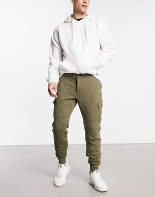 Polo Ralph Lauren quilted double knit cargo joggers in dark green - ASOS Price Checker