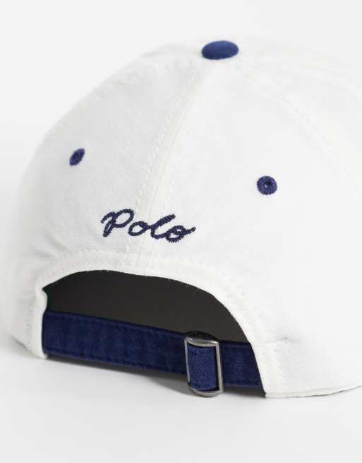 Polo Ralph Lauren R logo baseball cap in white and navy, 2 of 3
