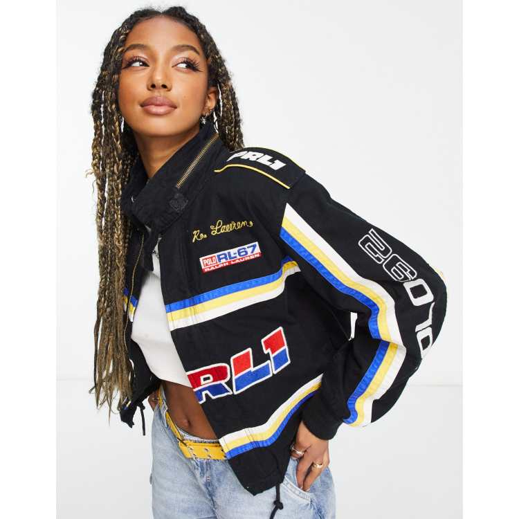 Polo Ralph Lauren racing bomber jacket in black multi ASOS