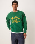 [Polo Ralph Lauren] Polo Ralph Lauren racing garage print vintage fit sweatshirt in mid green S Mid Green