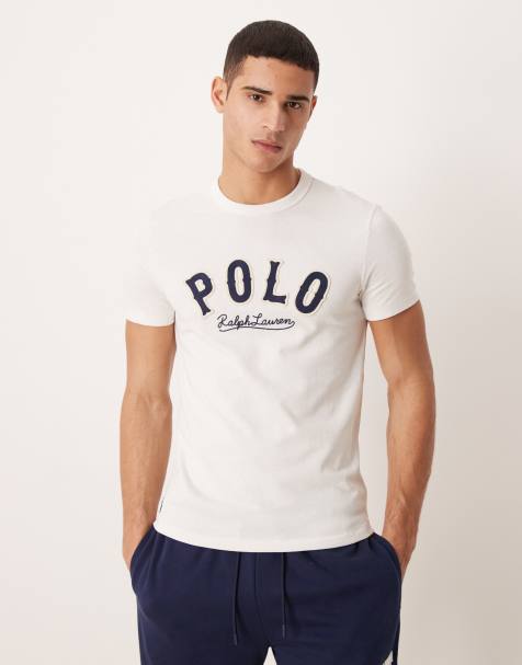 Polo Ralph Lauren - Råhvid T-shirt med stort logoprint i custom fit - view 1