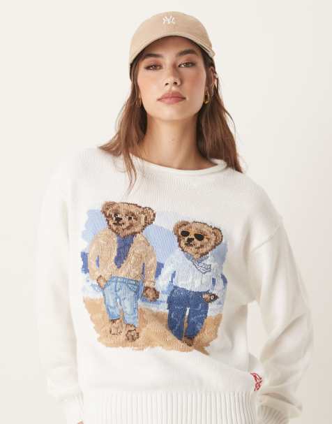 Polo Ralph Lauren Ralph – Pullover in Weiß mit Ricky-Bär-Grafik - view 1