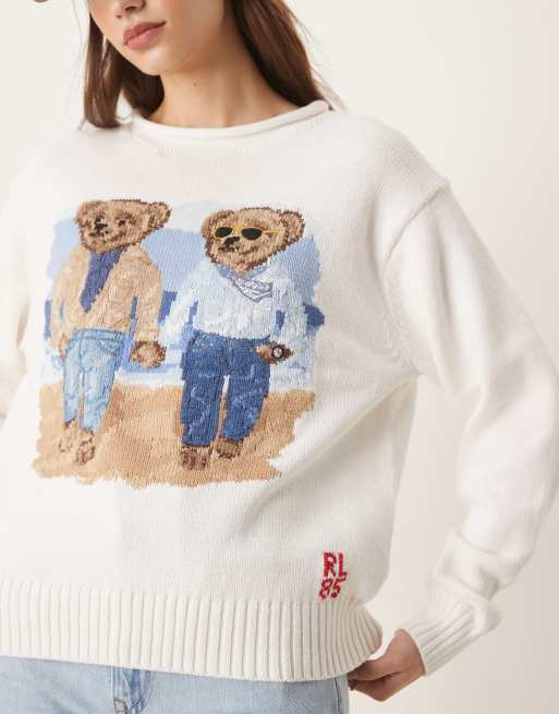 Polo Ralph Lauren Ralph Ricky Trui met beertje in wit ASOS