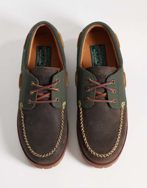 Polo Ralph Lauren Ranger chaussures bateau en marron et olive, 2 de 4