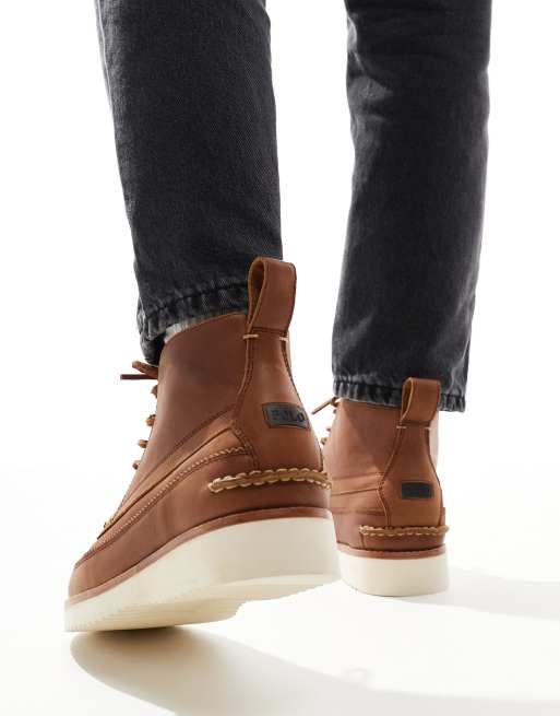 Polo Ralph Lauren Ranger lace up boot in tan ASOS