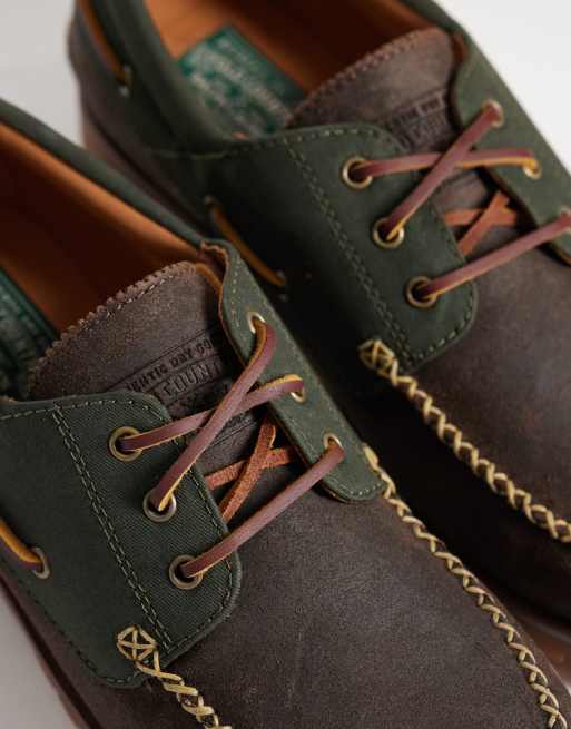 Polo Ralph Lauren Ranger scarpe da barca marroni e verde oliva, 3 di 4