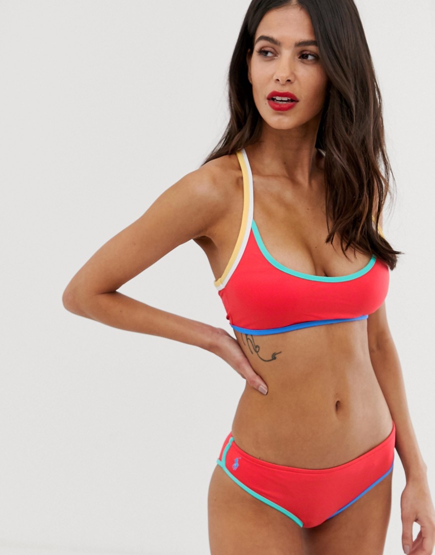 Polo Ralph Lauren – Rød stunpet bikinitop med racerback