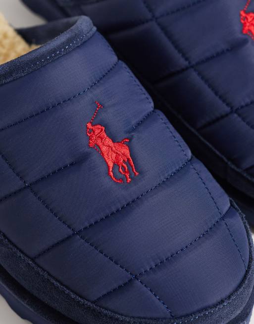 Polo Ralph Lauren Reade ciabatte scuff con logo iconico in blu navy, 3 di 4