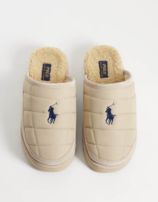 Polo Ralph Lauren Reade mules avec logo iconique en beige, 4 de 5