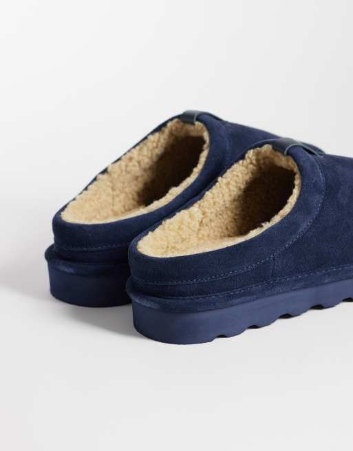 Polo Ralph Lauren Reade ruskindsclog-slipper i navy, 3 af 4