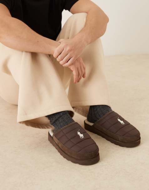 Polo Ralph Lauren - Reade Scuff - Pantofole trapuntate marroni - view 1