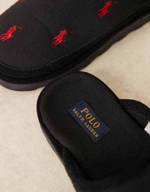 Polo Ralph Lauren Reade scuff slippers with icon logo in black, 2 of 4