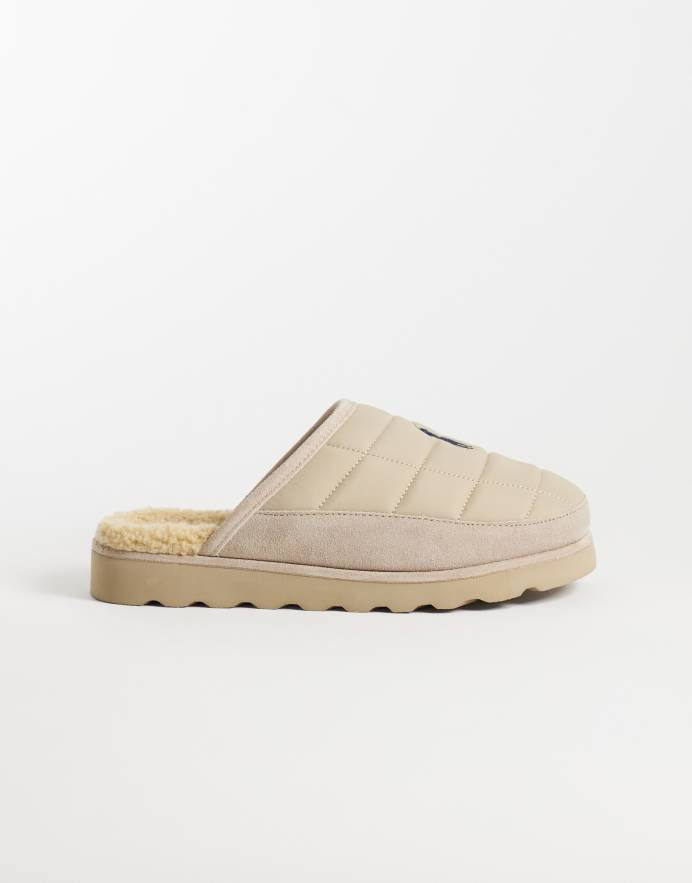 Polo Ralph Lauren Reade zapatillas destalonadas con logotipo icónico en beige
