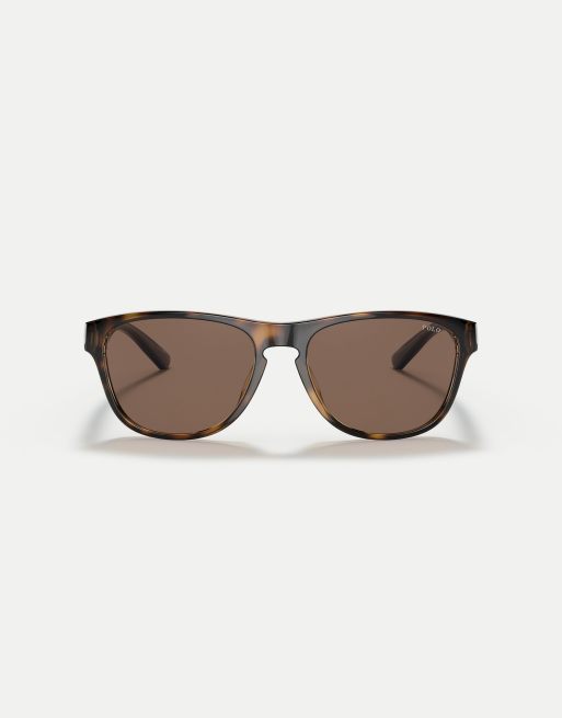 Polo Ralph Lauren Rectangle sunglasses with brown lens in shiny havana , 3 of 4