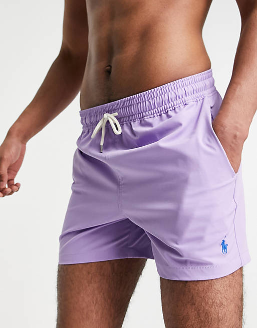 Polo Ralph Lauren recycled polyester Traveler player logo slim fit swim shorts in english lavender