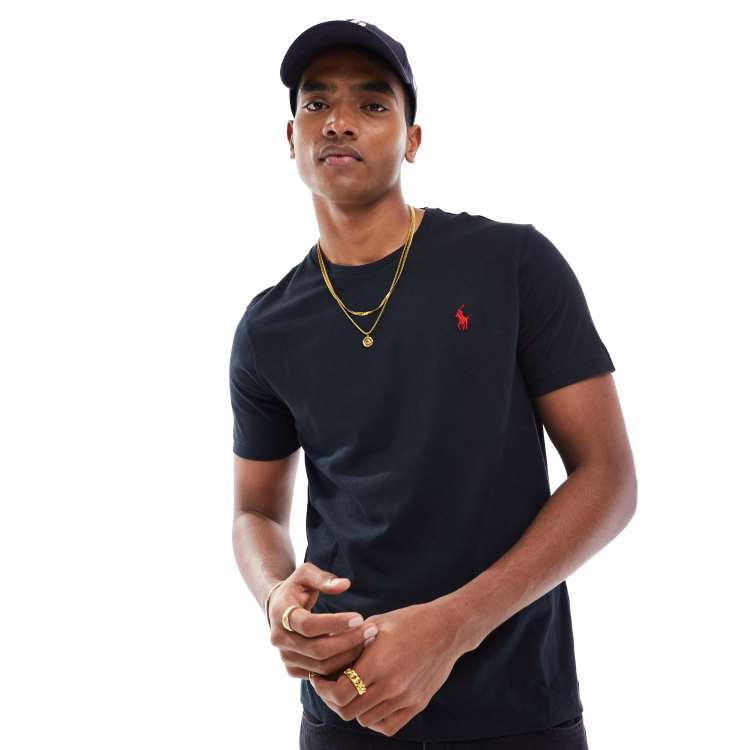 Polo RL ロゴ入り黒Tシャツ　ラルフローレン Buy Polo Ralph Lauren Black Logo Cotton Jersey T-Shirt from