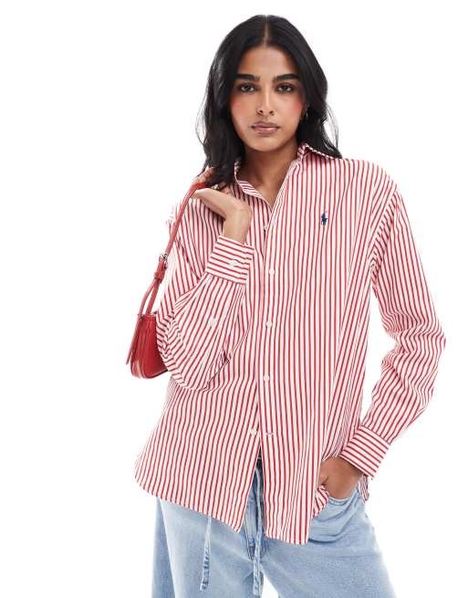 Ralph lauren red and white striped shirt best sale