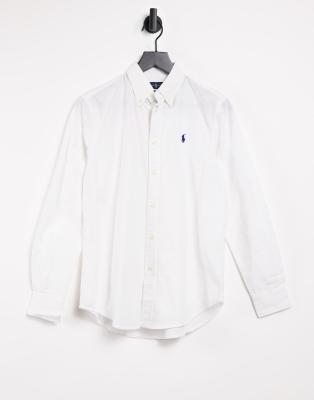 white polo long sleeve button down