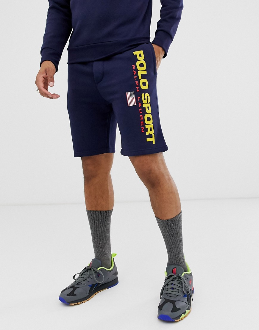 Polo Ralph Lauren – Retro Sport Capsule – Marinblå sweatshorts med logga