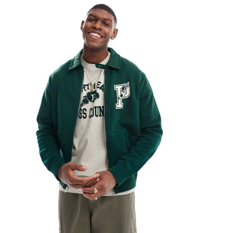 Polo Ralph Lauren retro sports logo fleece jacket in dark green ASOS