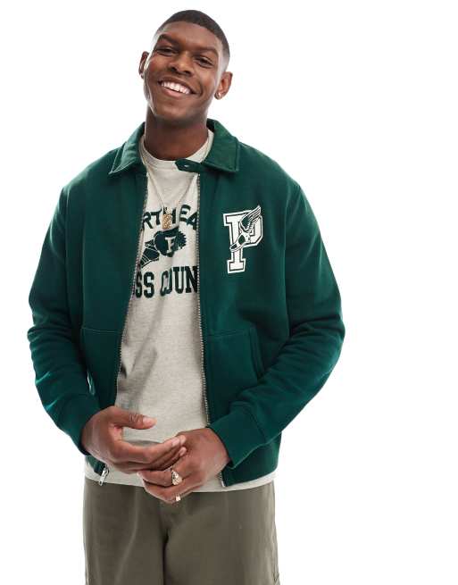 Polo Ralph Lauren retro sports logo fleece jacket in dark green ASOS